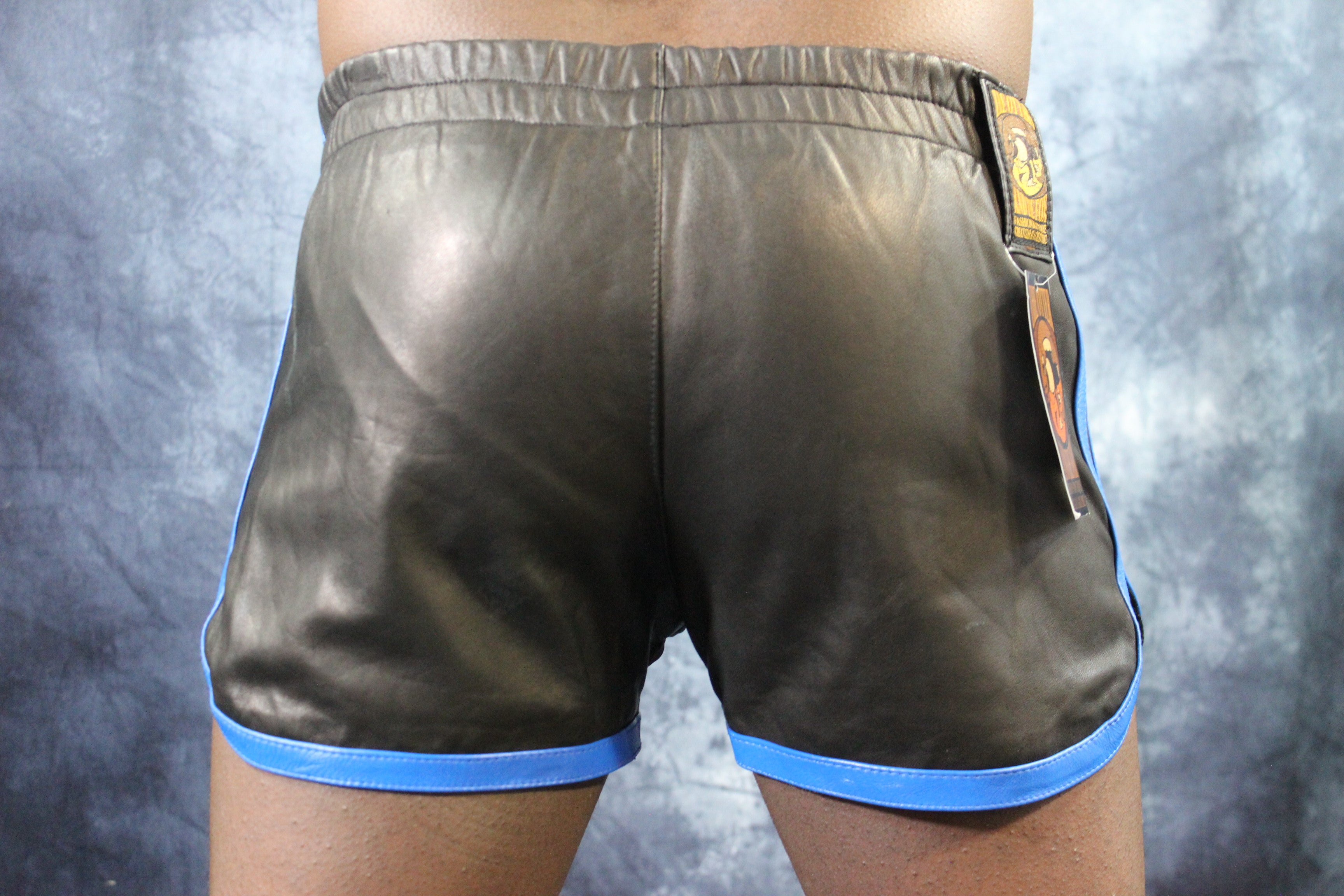 OnF Booty Shorts in Black with Blue Stripes