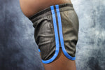 OnF Booty Shorts in Black with Blue Stripes