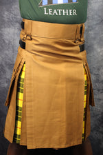 Hybrid Kilt Tan with Macleod Of Lewis Tartan Pleats