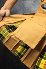Hybrid Kilt Tan with Macleod Of Lewis Tartan Pleats