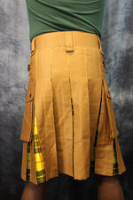 Hybrid Kilt Tan with Macleod Of Lewis Tartan Pleats