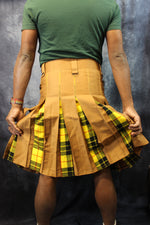 Hybrid Kilt Tan with Macleod Of Lewis Tartan Pleats