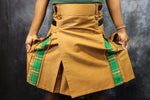 Hybrid Kilt in Tan with Irish Tartan Pleats
