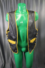 OnF Leather Bar Vest - Black with Yellow Highlights