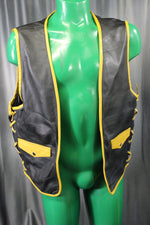 OnF Leather Bar Vest - Black with Yellow Highlights