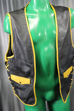 OnF Leather Bar Vest - Black with Yellow Highlights