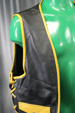 OnF Leather Bar Vest - Black with Yellow Highlights