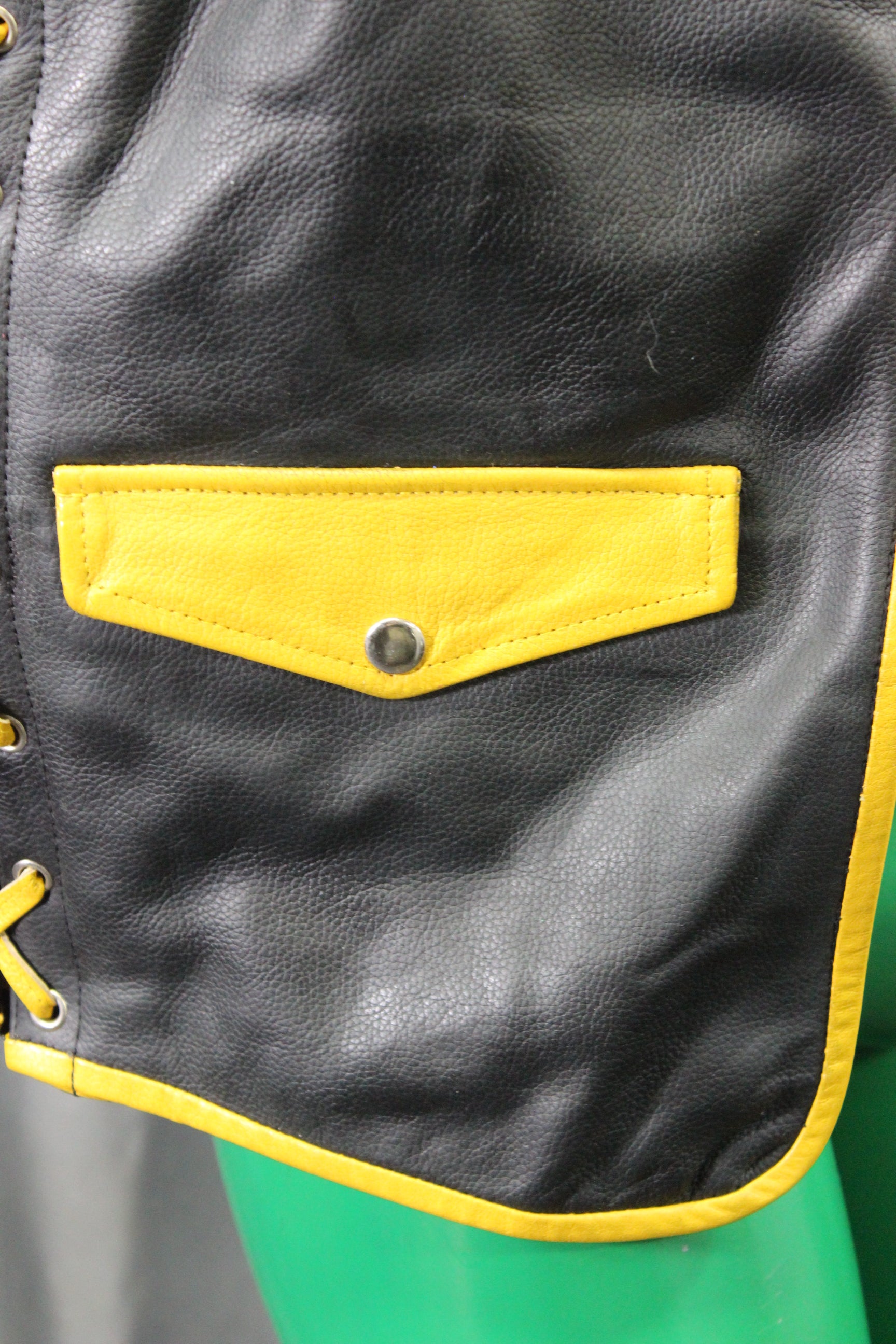 OnF Leather Bar Vest - Black with Yellow Highlights