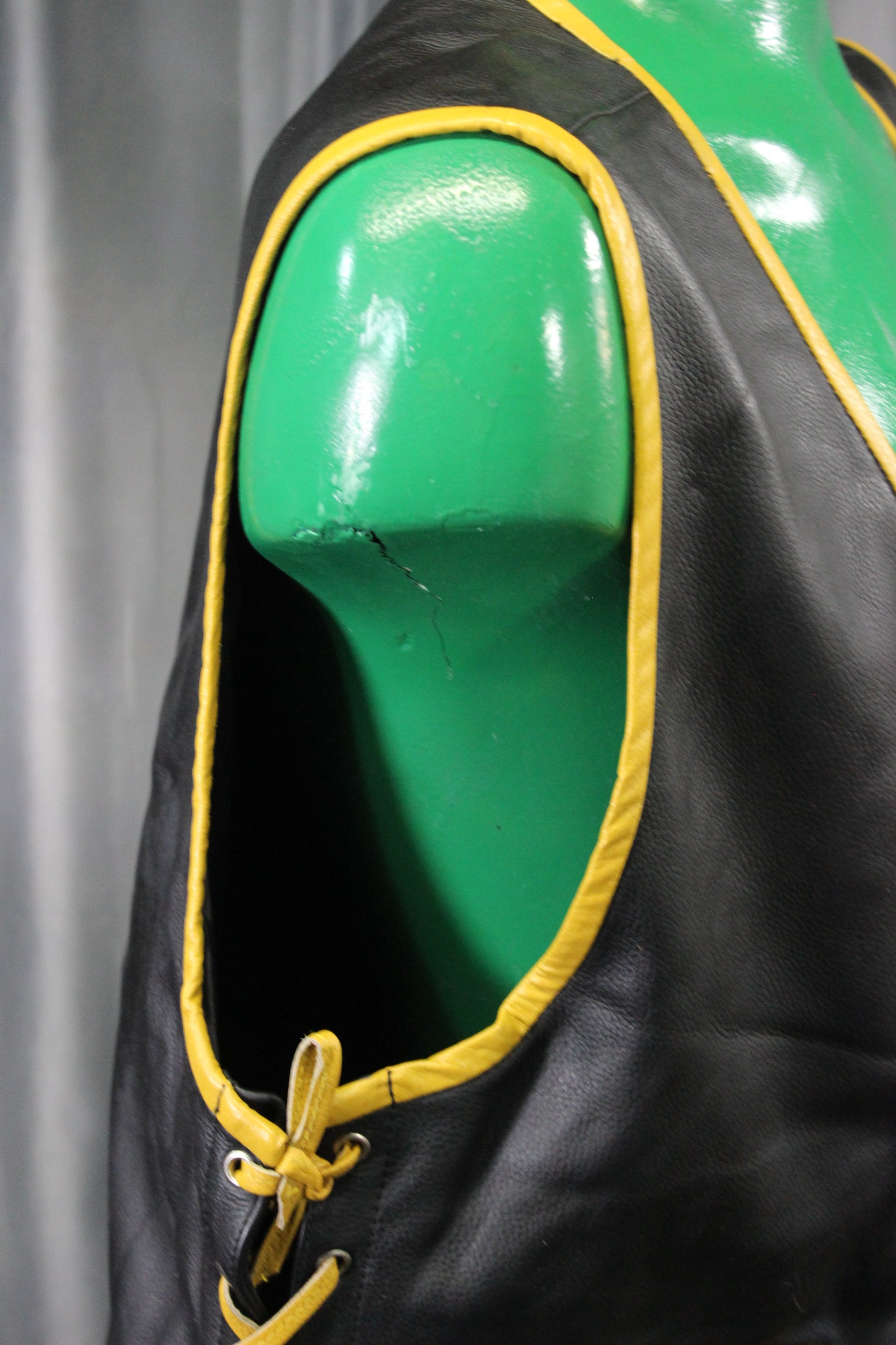 OnF Leather Bar Vest - Black with Yellow Highlights