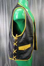 OnF Leather Bar Vest - Black with Yellow Highlights