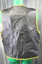 OnF Leather Bar Vest - Black with Yellow Highlights