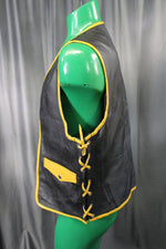 OnF Leather Bar Vest - Black with Yellow Highlights