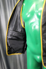 OnF Leather Bar Vest - Black with Yellow Highlights