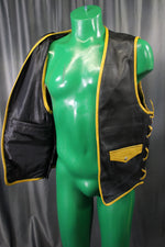 OnF Leather Bar Vest - Black with Yellow Highlights