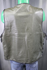 Gilet de bar en cuir OnF - Vert chasseur avec reflets noirs