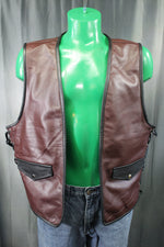 Chaleco de barra de cuero OnF - Marrón con reflejos negros