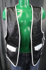 OnF Leather Bar Vest - Black with White Highlights