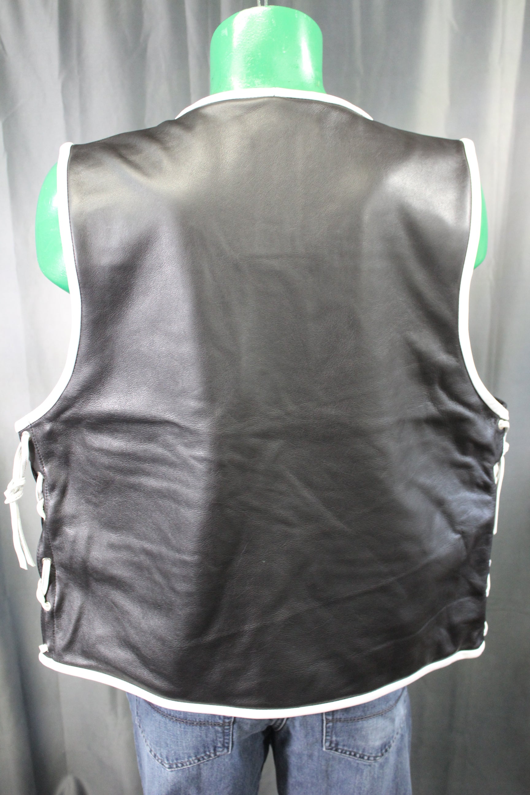 OnF Leather Bar Vest - Black with White Highlights