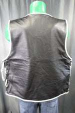 OnF Leather Bar Vest - Black with White Highlights