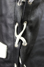 OnF Leather Bar Vest - White with Black Highlights