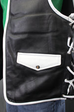 OnF Leather Bar Vest - White with Black Highlights
