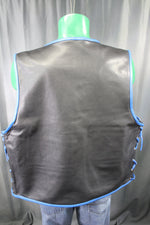 OnF Leather Bar Vest - Black with Blue Highlights
