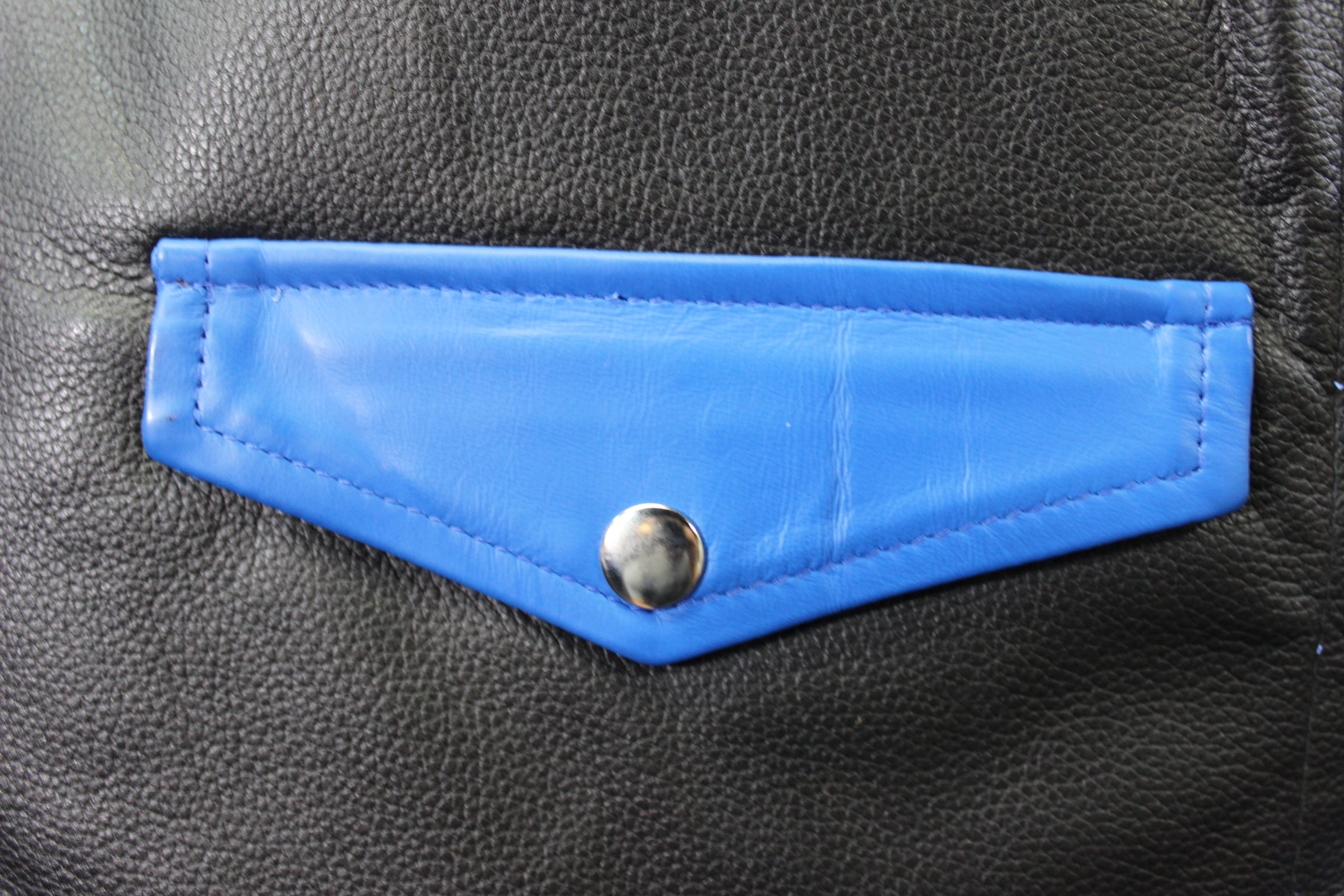 OnF Leather Bar Vest - Black with Blue Highlights