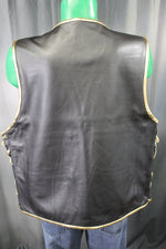 OnF Leather Bar Vest - Black with Gold Highlights