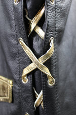 OnF Leather Bar Vest - Black with Gold Highlights