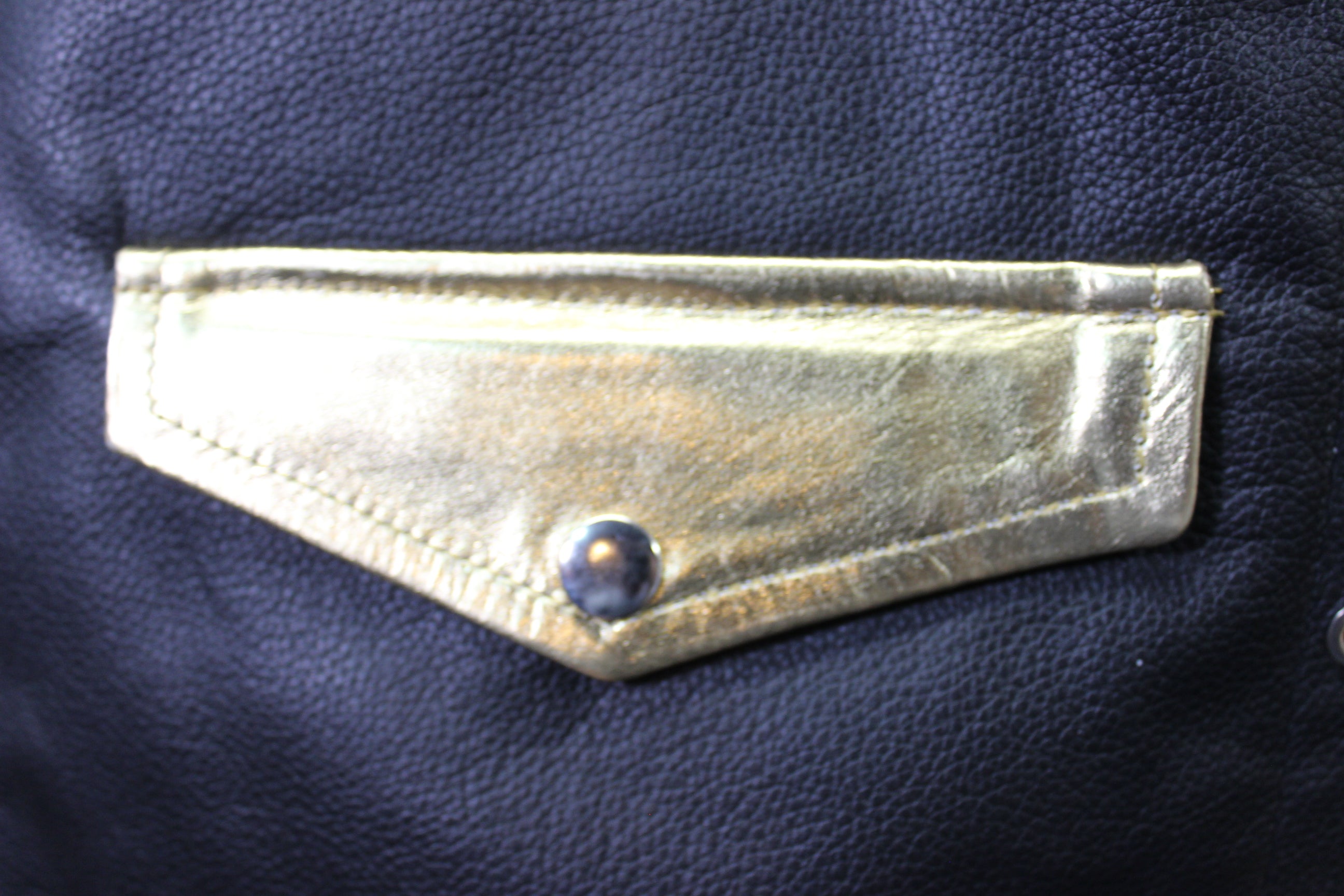 OnF Leather Bar Vest - Black with Gold Highlights