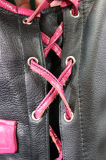 Chaleco de barra de cuero OnF - Negro con reflejos rosas