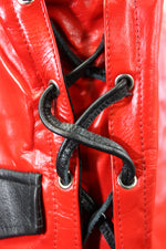 Gilet de bar en cuir OnF - Rouge avec reflets noirs