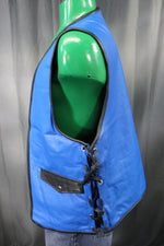 Gilet de bar en cuir OnF - Bleu avec reflets noirs