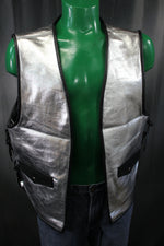 OnF Leather Bar Vest - Silver with Black Highlights