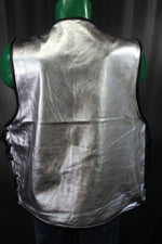 OnF Leather Bar Vest - Silver with Black Highlights