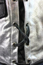 OnF Leather Bar Vest - Silver with Black Highlights