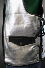 OnF Leather Bar Vest - Silver with Black Highlights