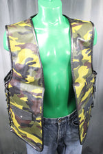 OnF Leather Bar Vest - Camo with Black Highlights