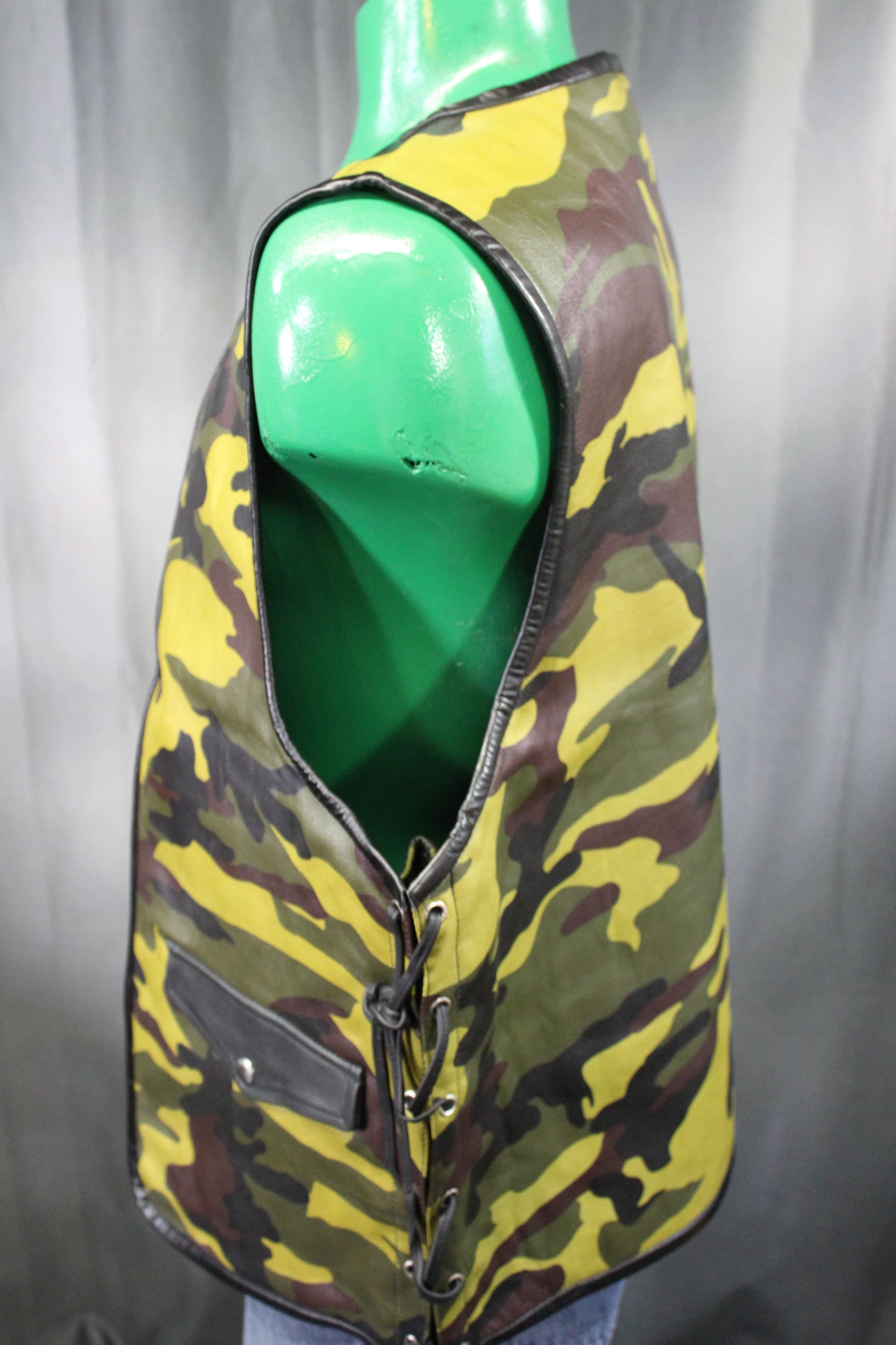 OnF Leather Bar Vest - Camo with Black Highlights