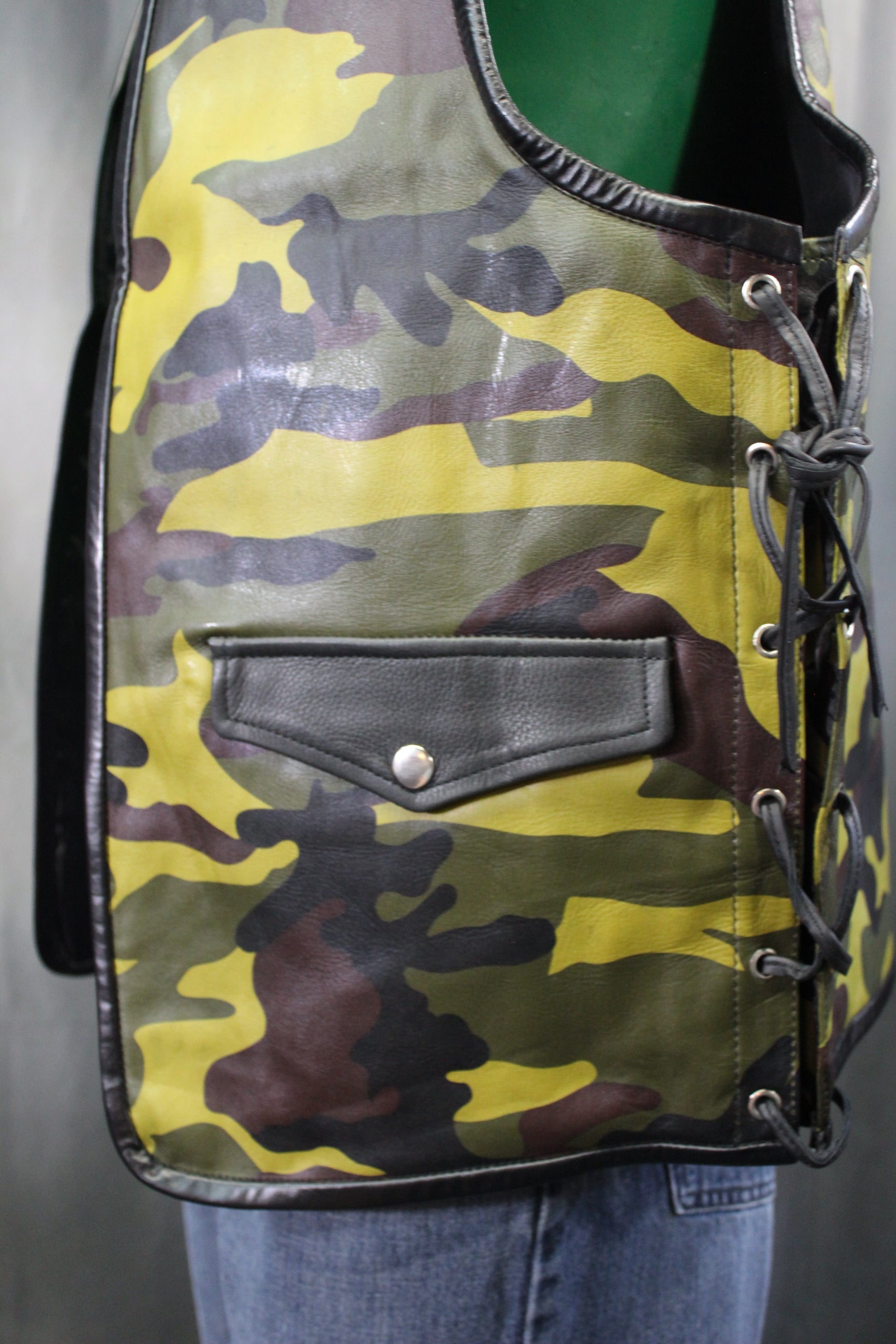 OnF Leather Bar Vest - Camo with Black Highlights