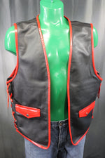 OnF Leather Bar Vest - Black with Red Highlights