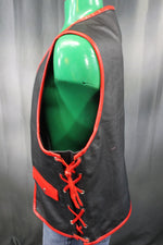 OnF Leather Bar Vest - Black with Red Highlights