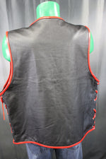 OnF Leather Bar Vest - Black with Red Highlights