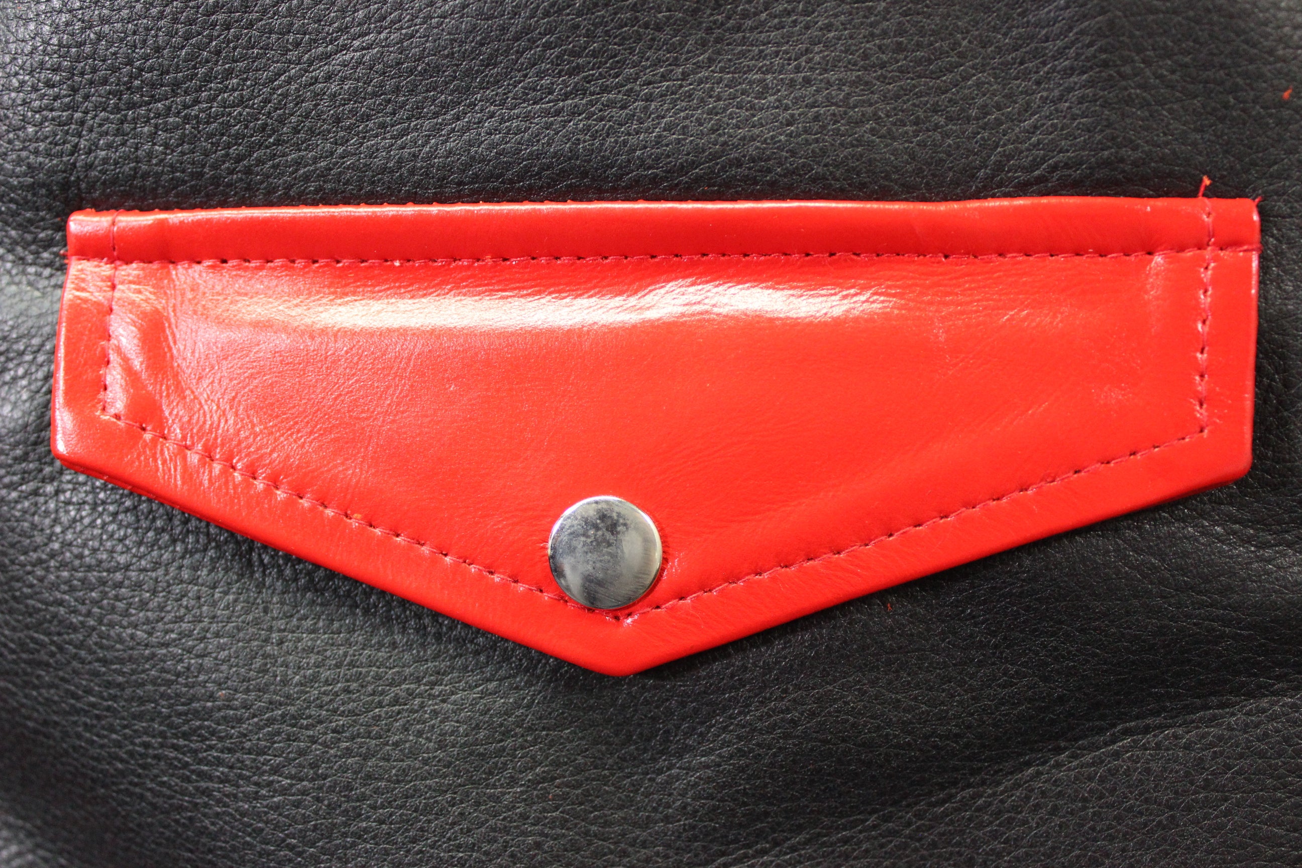 OnF Leather Bar Vest - Black with Red Highlights