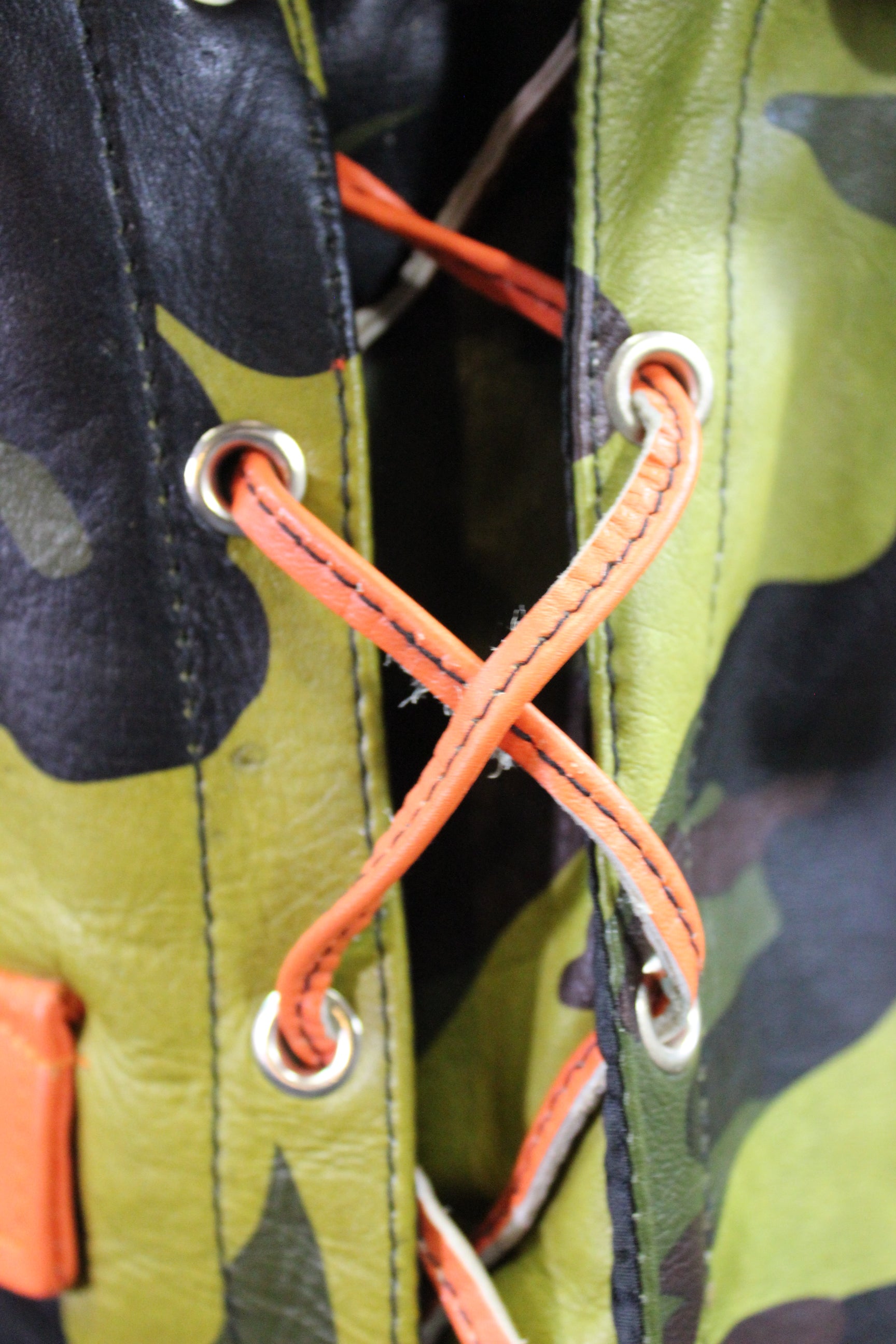 OnF Leather Bar Vest - Camo with orange Highlights