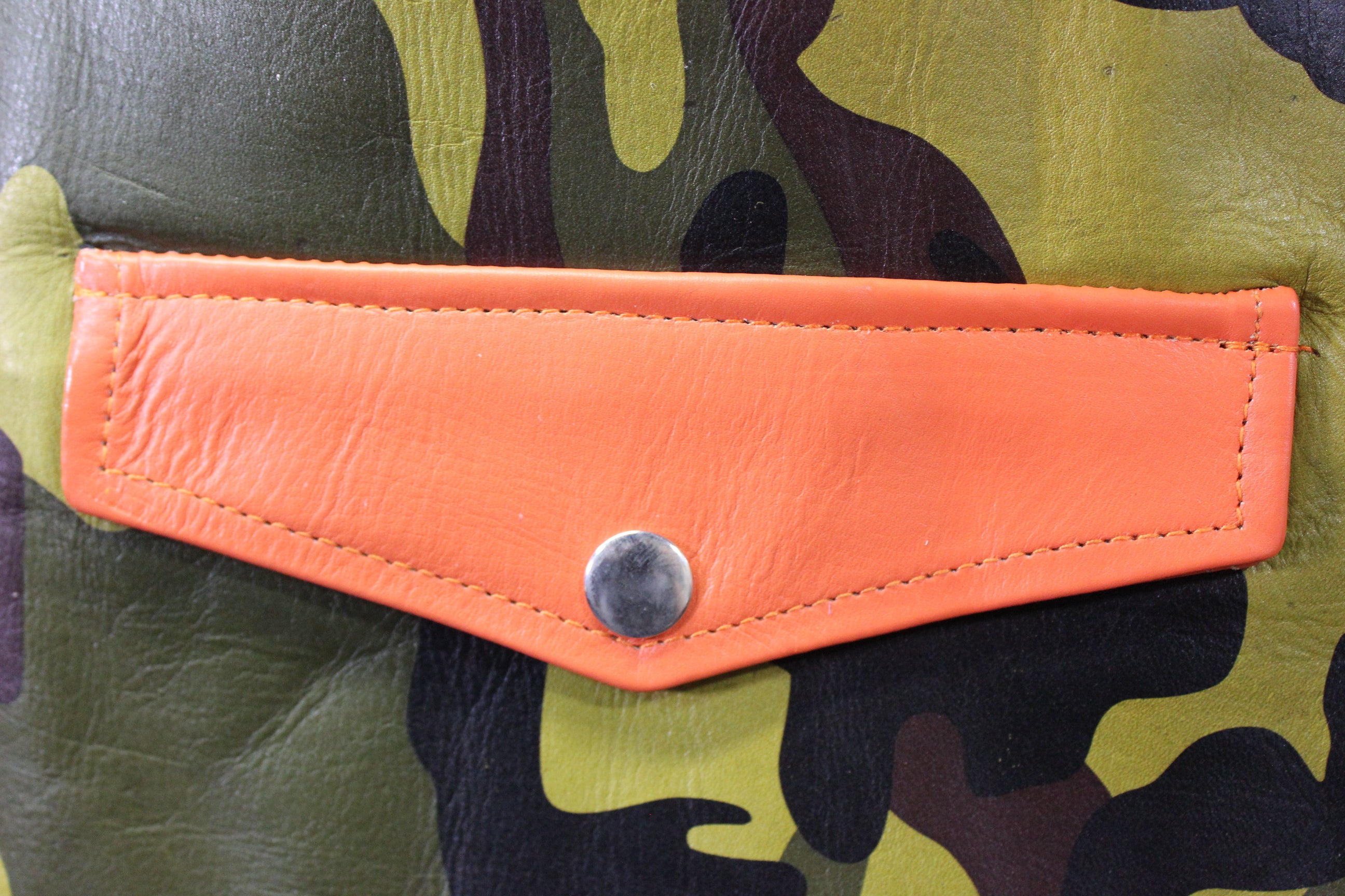 OnF Leather Bar Vest - Camo with orange Highlights