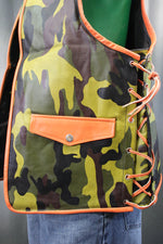 OnF Leather Bar Vest - Camo with orange Highlights