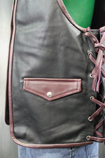 OnF Leather Bar Vest - Black with Brown Highlights
