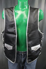 OnF Leather Bar Vest - Black with Silver Highlights