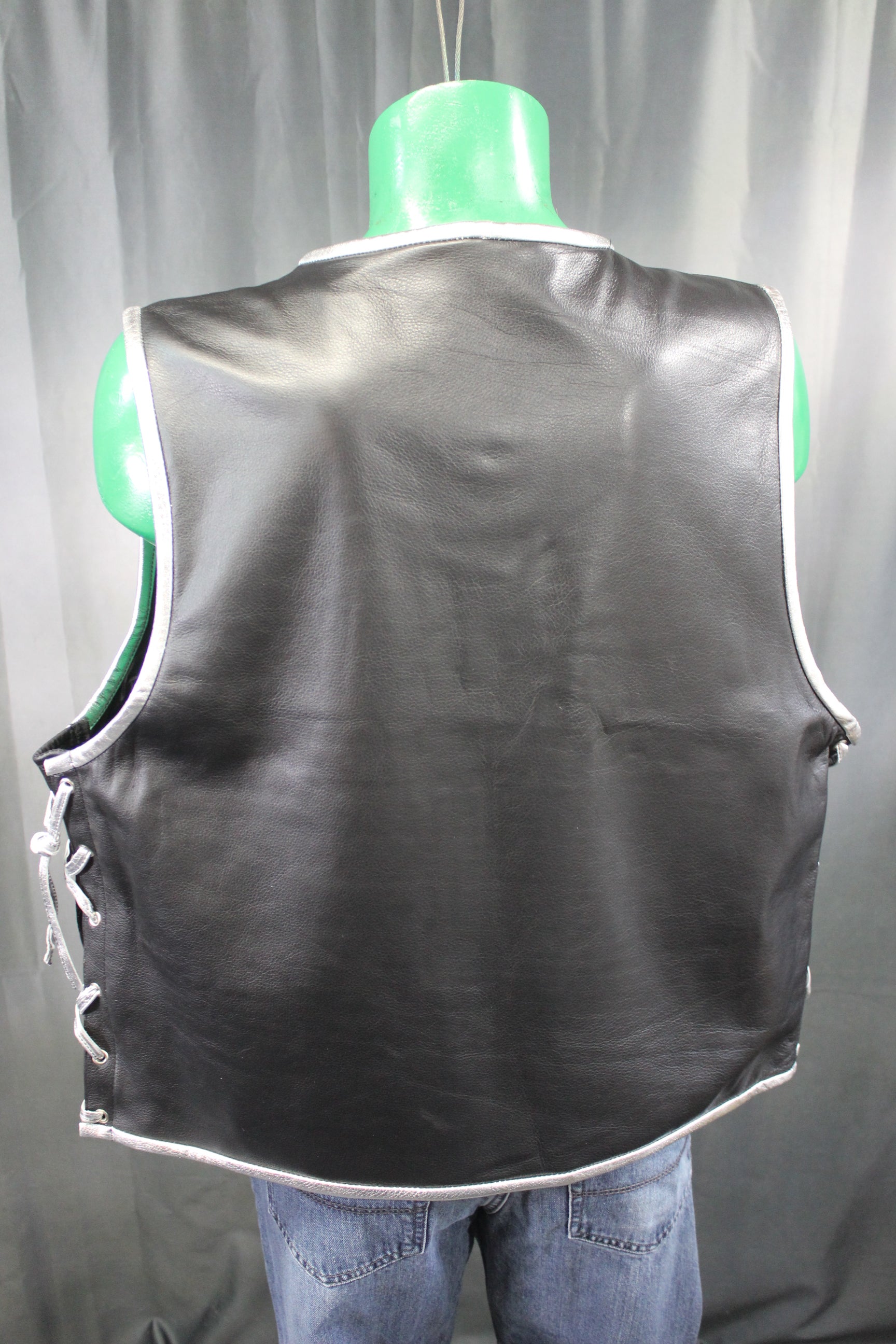 OnF Leather Bar Vest - Black with Silver Highlights